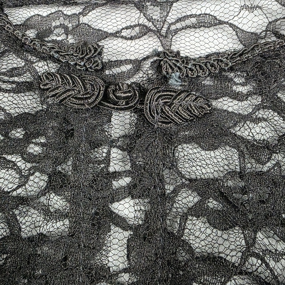 Recollections Lace Corset Black Victorian Ruffles Flowers Edwardian Gothic sz M - Picture 5 of 12